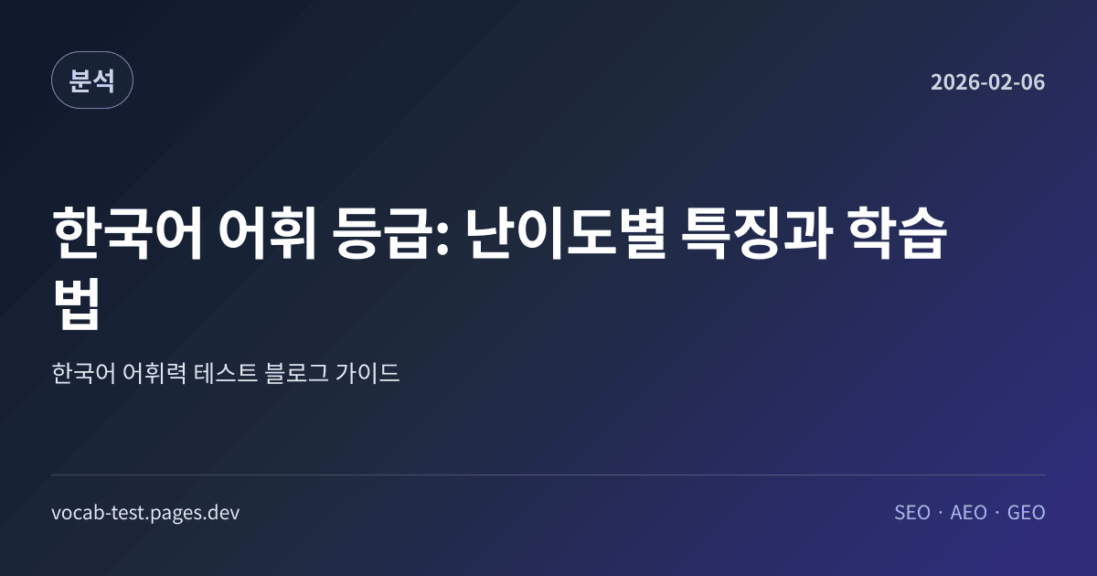 한국어 어휘 등급: 난이도별 특징과 학습법 어휘력 가이드 썸네일 이미지
